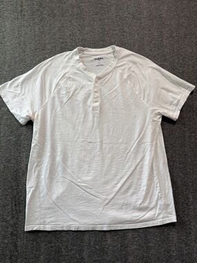 Goodfellow & Co White Short-Sleeve Henley Tee Size XL